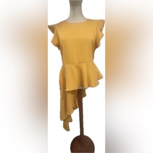 L.N.V Side High Low Blouse w/Ruffle Sleeves